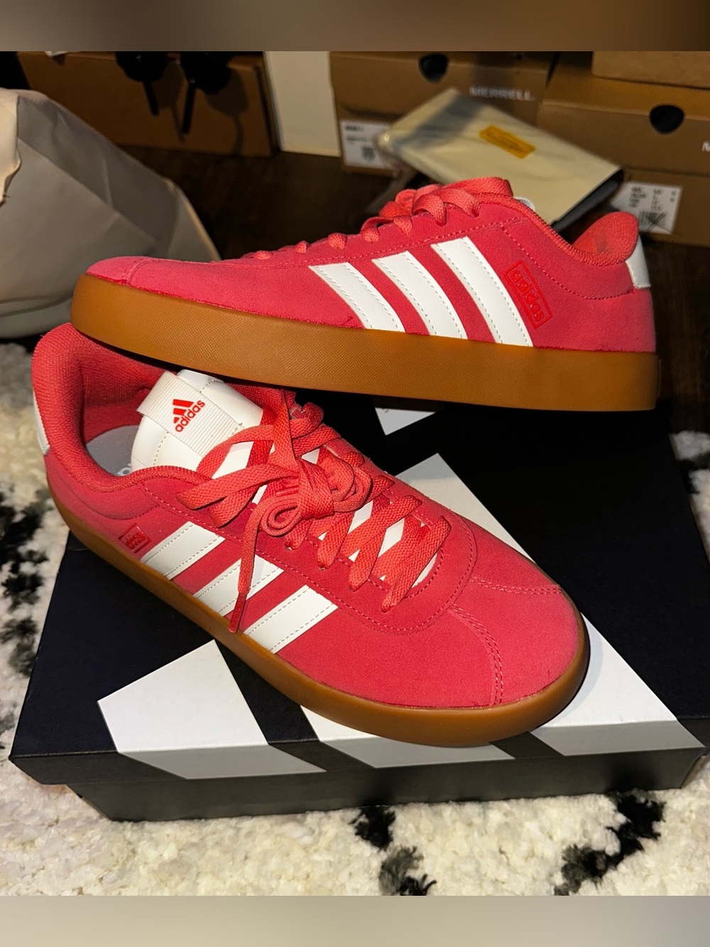 NIB adidas Women’s VL Court 3.0 Sneakers Sz 8.5 Preloved Scarlet Color - Picture 2 of 14